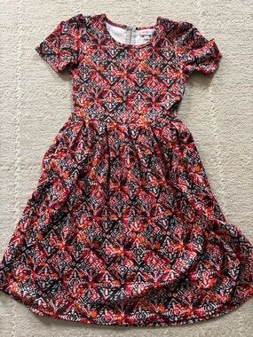 LuLaRoe Red Multi Geometric Midi Dress